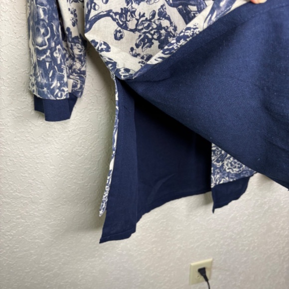 Soft Surroundings Blue Cream Chinoiserie Pattern Linen Jacket Women's Size S - Picture 9 of 17
